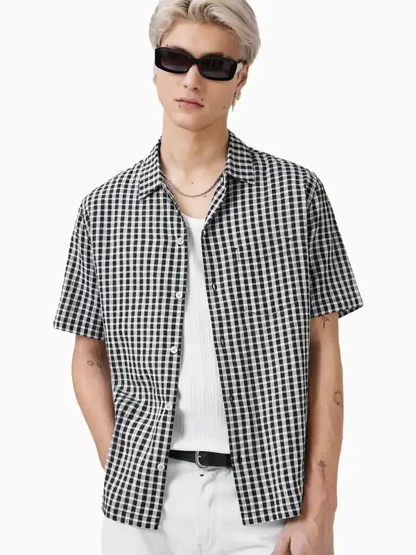 AllSaints Black Tawney 100% Cotton Short Sleeve Shirt