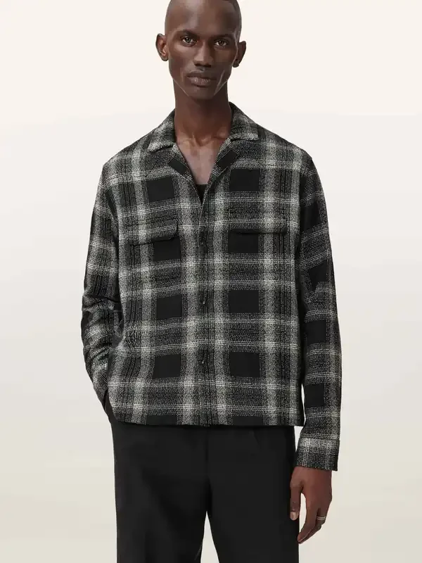 AllSaints Black Teshio Long Sleeve Shirt