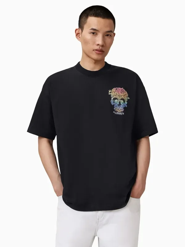 AllSaints Black Trance Short Sleeve Crew T-Shirt
