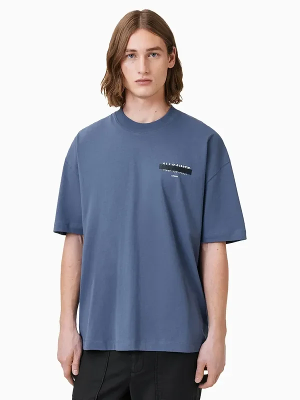AllSaints Blue Redact Short Sleeve T-Shirt