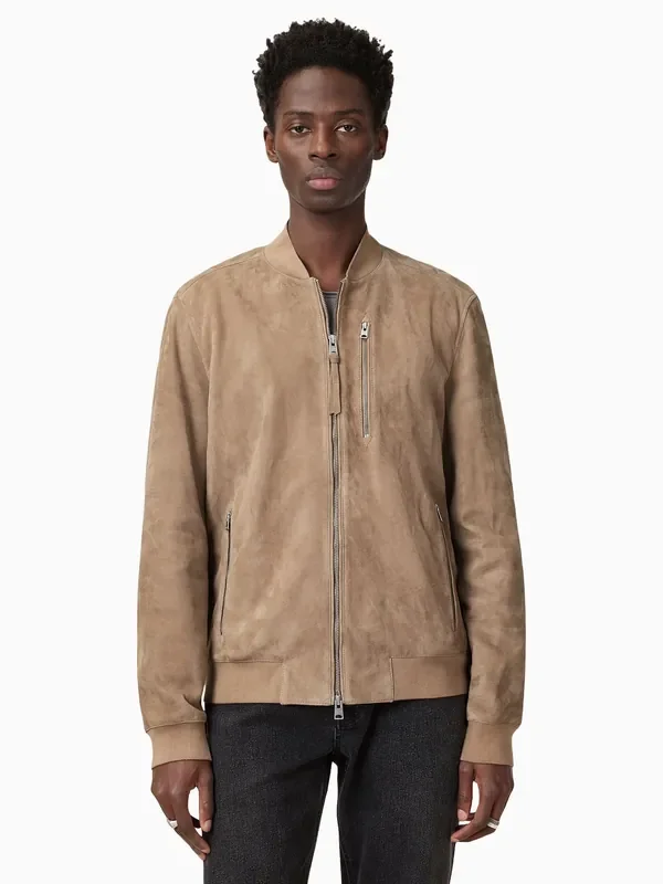 AllSaints Brown Kemble Suede Bomber Jacket