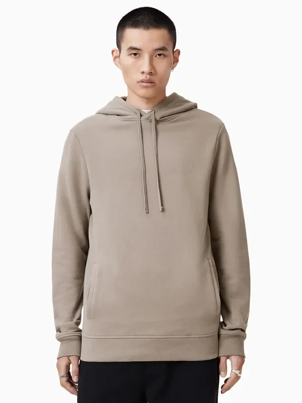 AllSaints Brown Raven Grey Pullover Slim Fit Hoody
