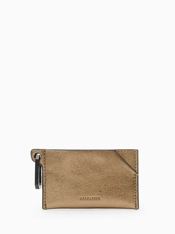 AllSaints Gold Hex Card Wallet
