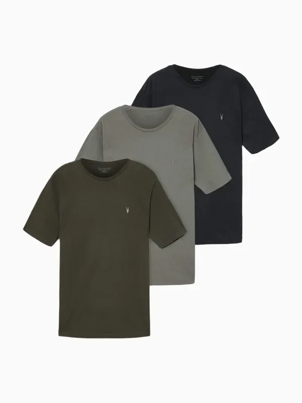 AllSaints Green Brace Brushed Cotton T-Shirts 3 Pack