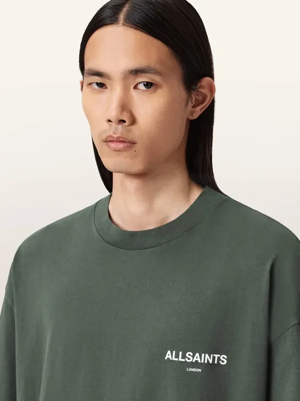 AllSaints Green Halcyon Short Sleeve Crew T-Shirt