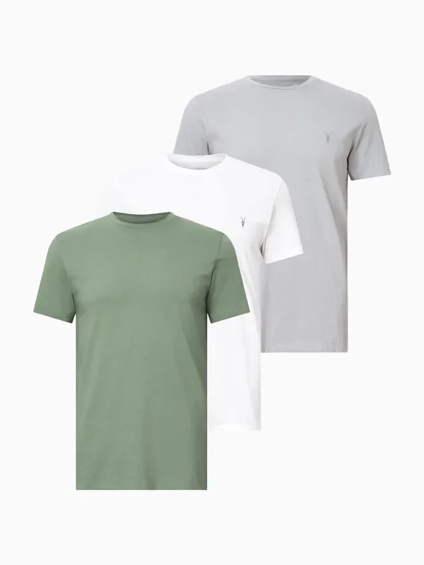 AllSaints Green Tonic Short Sleeve Crew T-Shirt 3 Pack