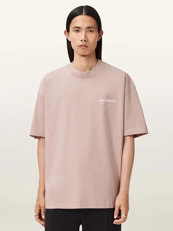 AllSaints Pink XANDER Short Sleeve Crew Neck T-Shirt