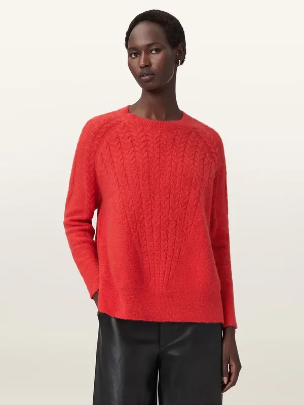 AllSaints Red Kit Crew Neck Jumper