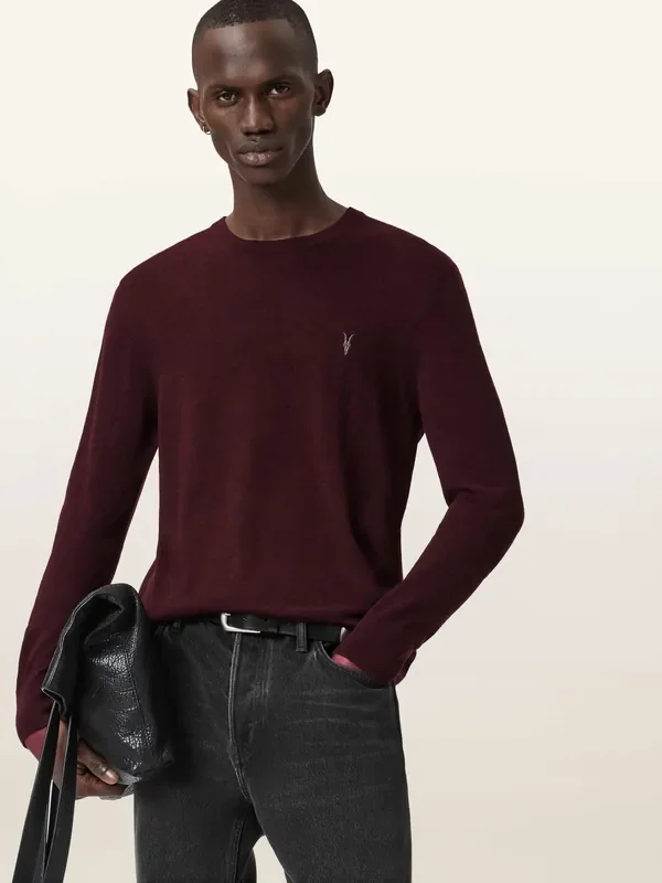AllSaints Red Mode Merino Wool Crew Neck Jumper
