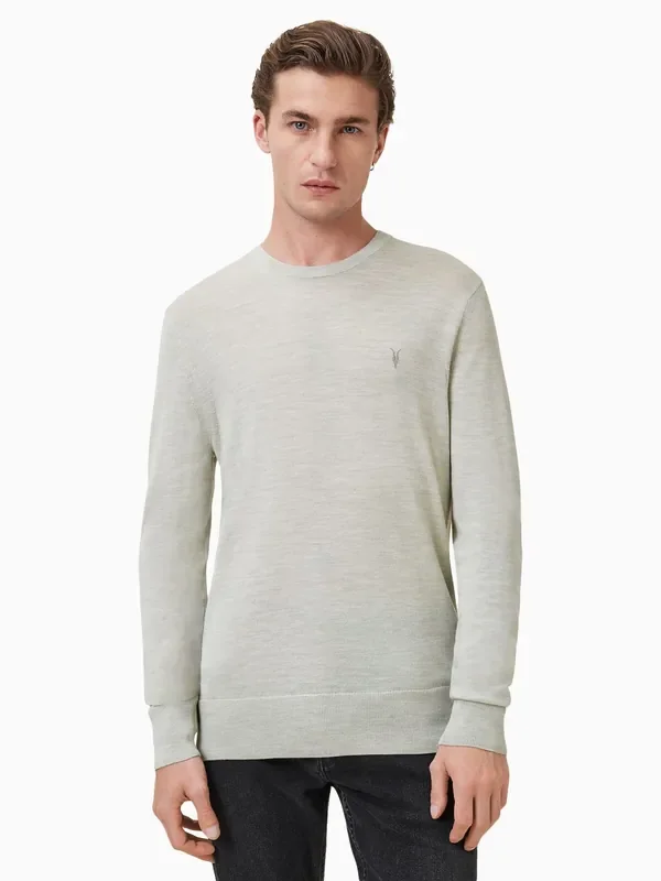 AllSaints Slate Green Mode Merino Crew Jumper