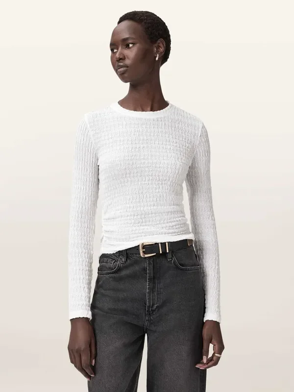 AllSaints White West Long Sleeve Top