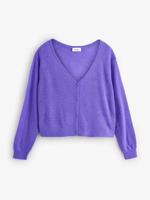American Vintage Purple Dummy Long Sleeve V-Neck Cardigan