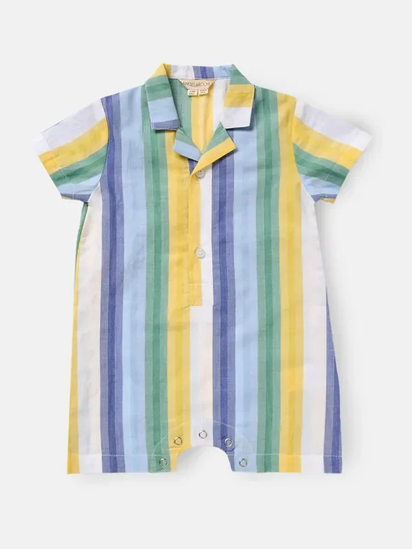 Angel & Rocket Multi Jax Woven Stripe 100% Cotton Romper