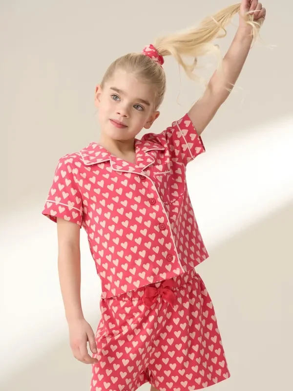 Angel & Rocket Pink Heart Print Pyjamas Set