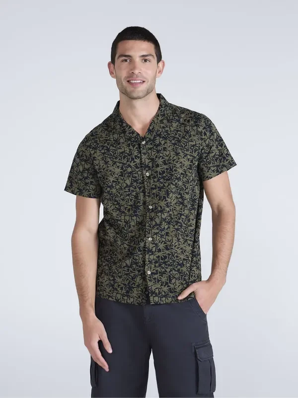 Animal Green Mens 100% Cotton Will Printed Shirt