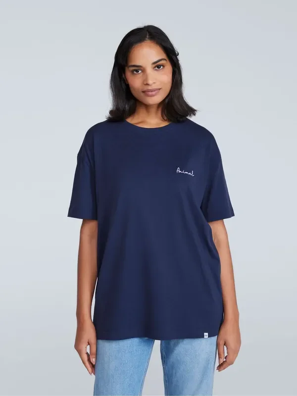 Animal Navy Blue Womens Leena Boxy 100% Cotton T-Shirt