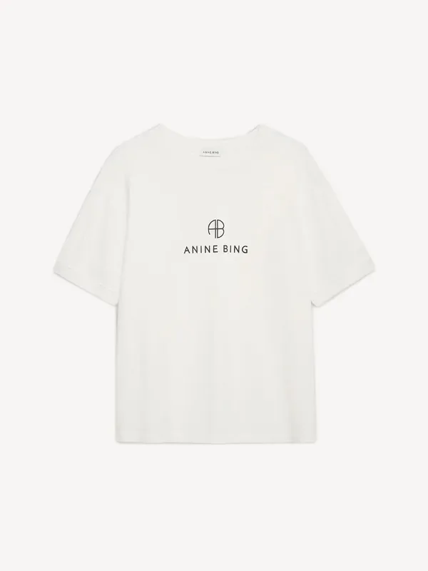 ANINE BING Cream Jaylin Monogram T-Shirt Seasons