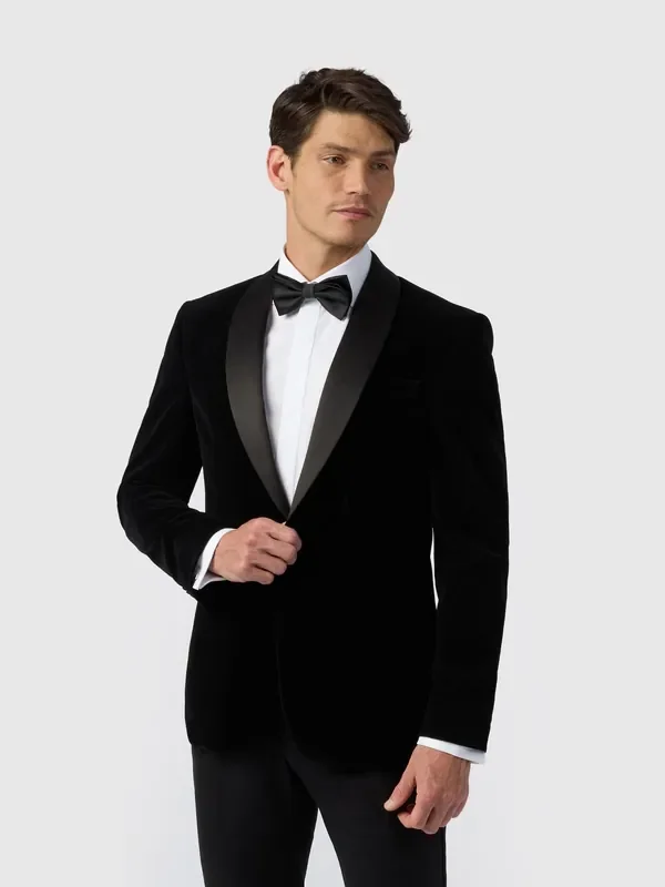 Antique Rogue Black Velvet Shawl Lapel Jacket