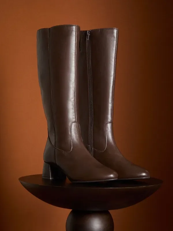 Apricot Brown Tall Chelsea Healed Boots
