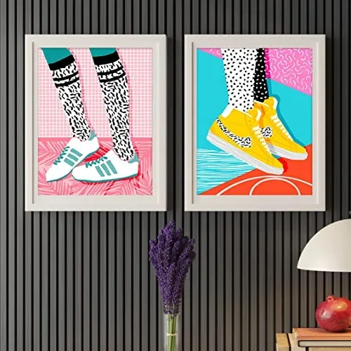 Art Street Duo sneakers Illustration Art Posters Art Prints For Room Decoration, Decorative Home Wall D̩cor Art Posters, Wall Art For Living Room (Set Of 2, 13×17 Inch)