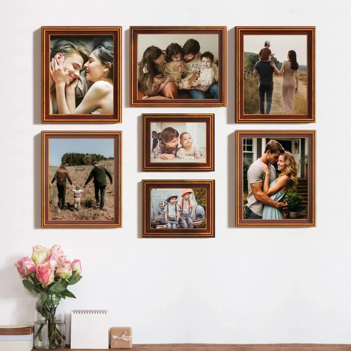 Art Street Set of 7 Enchantment Premium 3D Photo Frame for Home Decor (Brown, 5×7, 8×10 Inches)