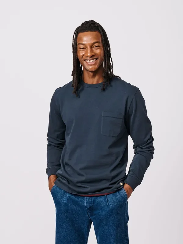 Aubin Blue George Long Sleeve T-Shirt