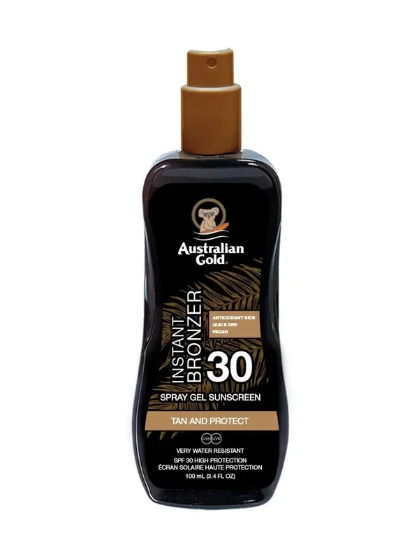 Australian Gold SPF 30 Instant Bronzer Spray Gel Suncream 100ml