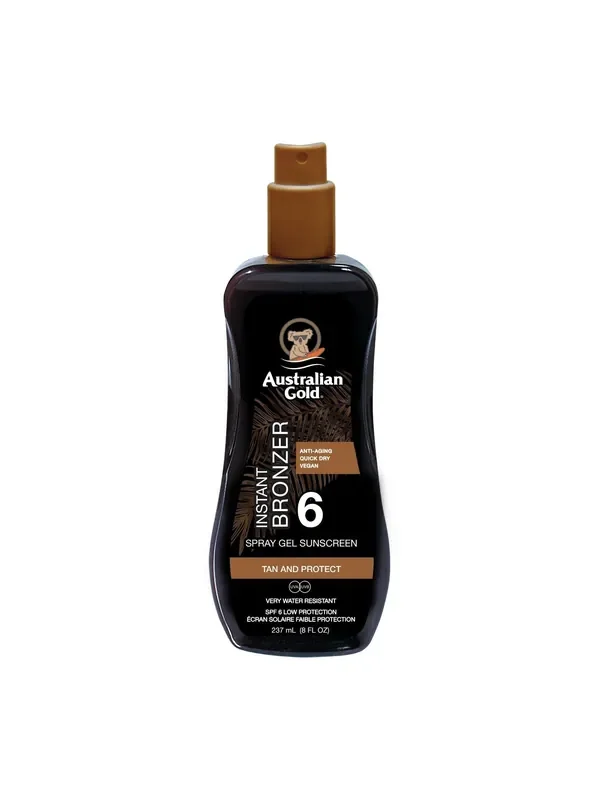Australian Gold SPF 6 Instant Bronzer Spray Gel Suncream 237ml