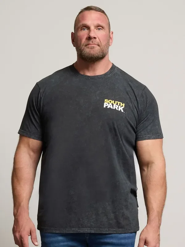 BadRhino Big & Tall Black Acid Wash South Park 100% Cotton T-Shirt
