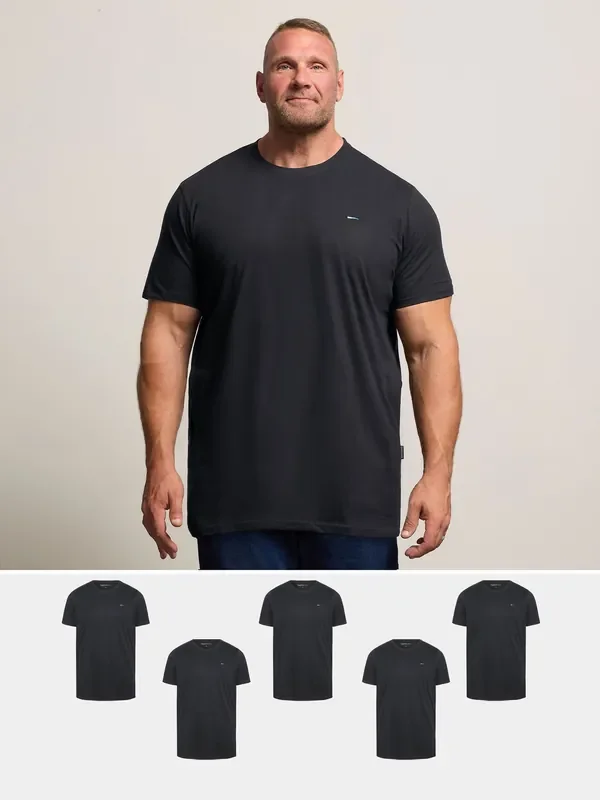 BadRhino Big & Tall Black Longline T-Shirts 5 Pack