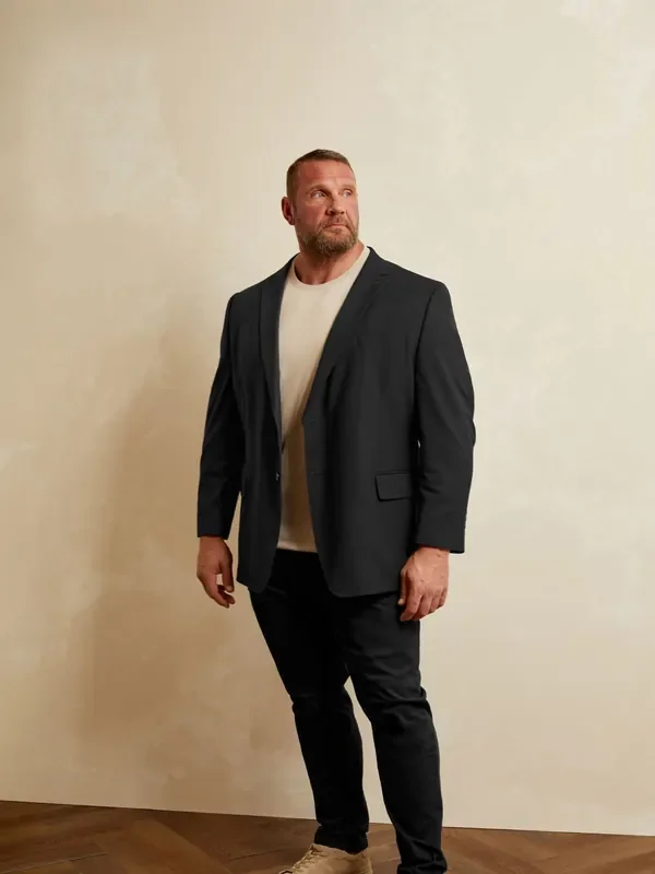 BadRhino Big & Tall Black Plain Suit Jacket