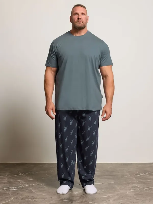 BadRhino Big & Tall Blue Stag Pyjamas Set