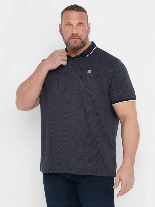BadRhino Big & Tall Blue Waffle Textured Polo Shirt
