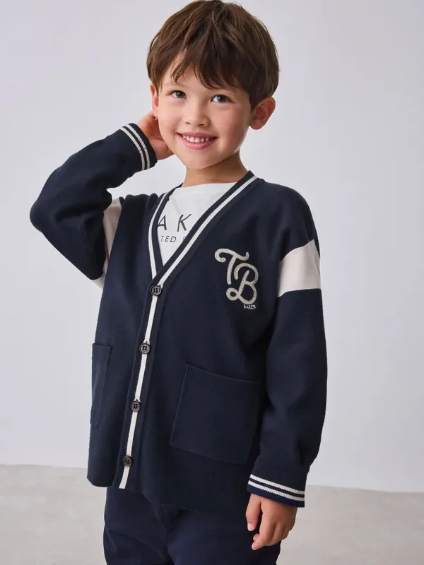 Baker by Ted Baker Blue Knitted Cardigan and T-Shirt Set