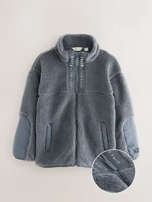 Baker by Ted Baker Grey Borg Zip Through Fleece