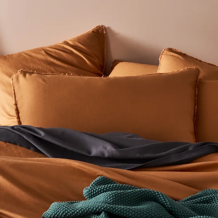Bamboo Linen Terracotta Quilt Cover Separates