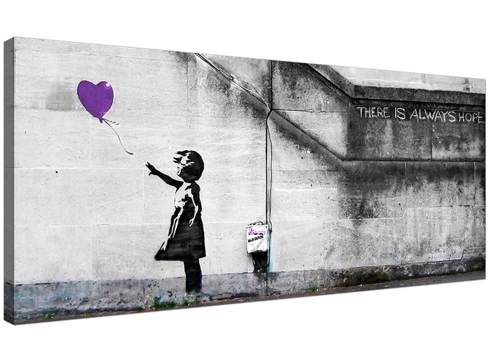 Banksy Balloon Girl Purple Heart Hope Canvas