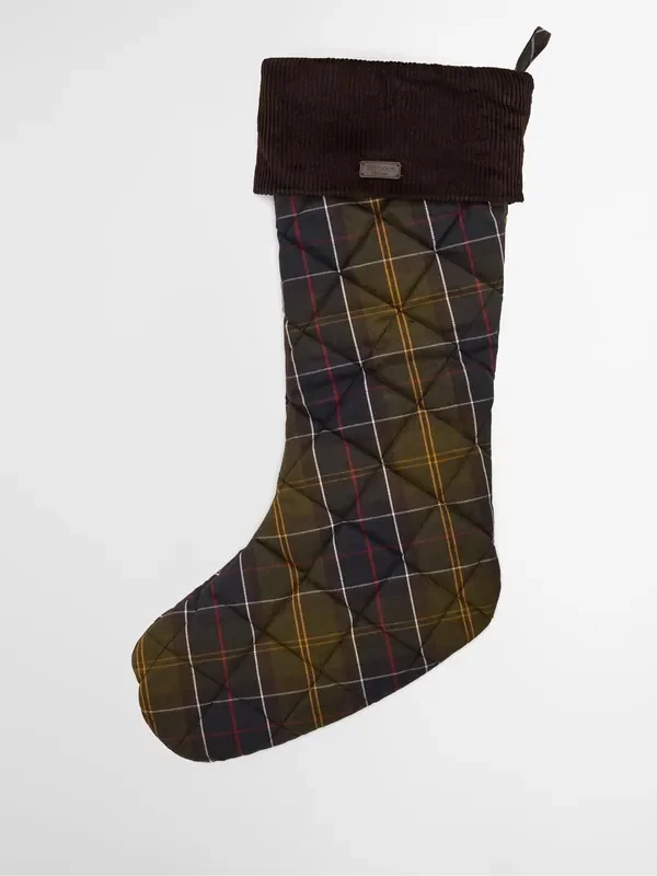 Barbour® Green Tartan Quilted Christmas Stocking