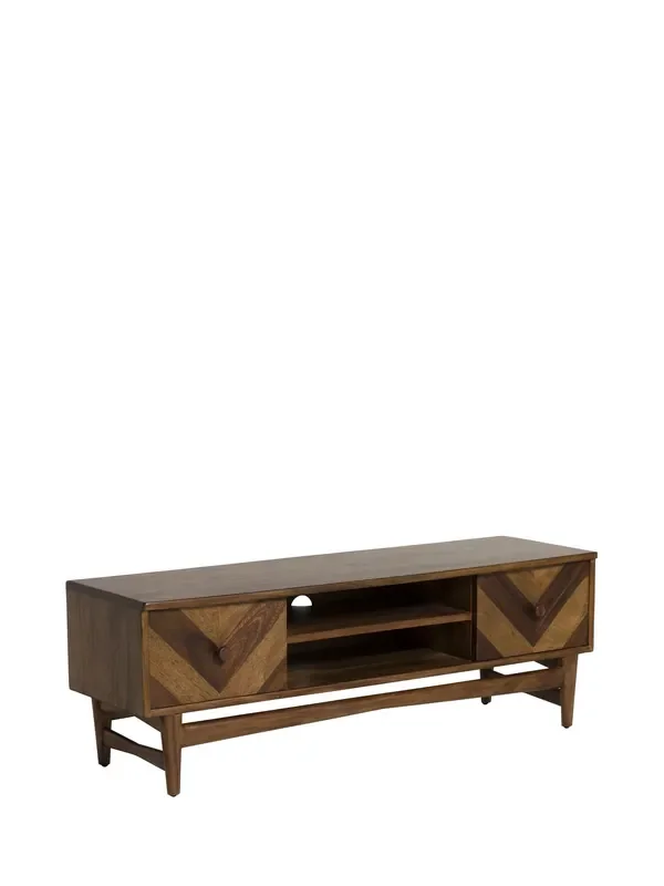 Barker and Stonehouse Brown Lockley Chevron Wood 2 Drawer TV Cabinet