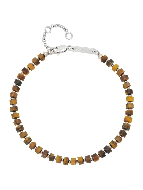 Bartlett Mens Silver Tone Mixed Tigers Eye Gemstone Rondelle Bracelet