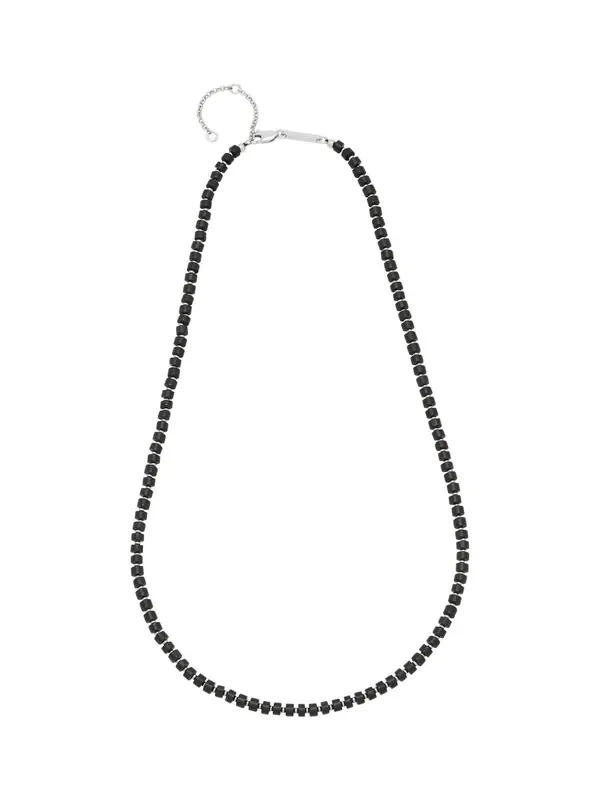 Bartlett Mens Silver Tone Onyx Rondelle Black Necklace