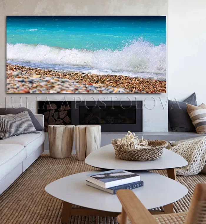 Beach Art, Ocean Waves, Turquoise Waters, Coastal Wall Art Beach Photography, Zen Decor Canvas Print