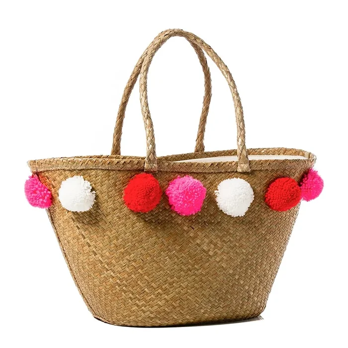 Beach Bag Pom Poms