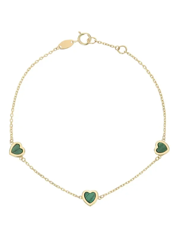 Beaverbrooks 9ct Yellow Gold Malachite Heart Bracelet