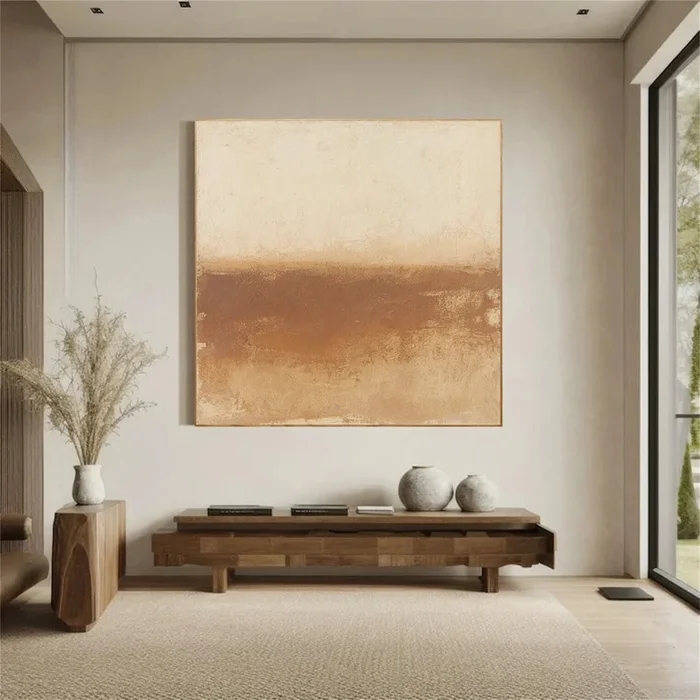 Beige and Brown Abstract Canvas Art #WS763