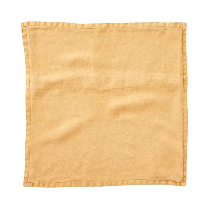 Belgian Vintage Washed Linen Burnt Butter Square Cushion Cover
