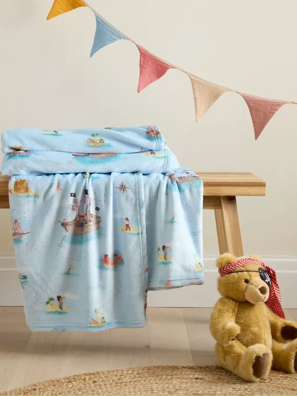 Belle & Boo Blue Pirates Cosy Fleece Blanket Throw
