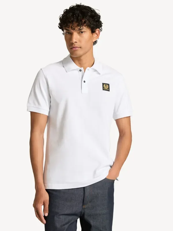 Belstaff White Cotton Pique Polo Shirt