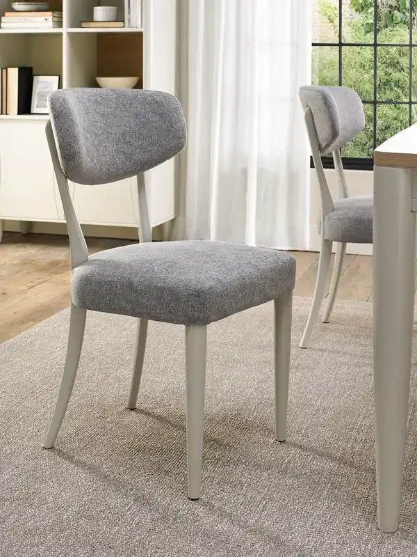 Bentley Designs Set of 2 Soft Grey Larsen Upholstered Back Dining Chairs