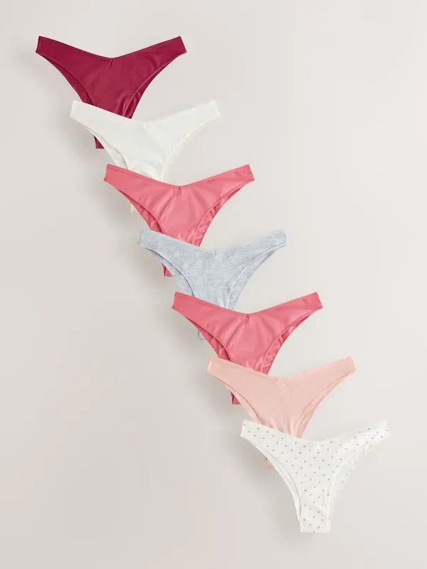 Berry/Pink Extra High Leg Cotton Rich Knickers 7 Pack